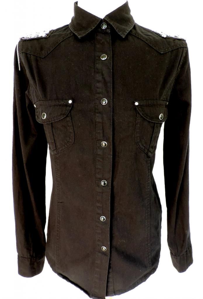 black shirt with epaulettes