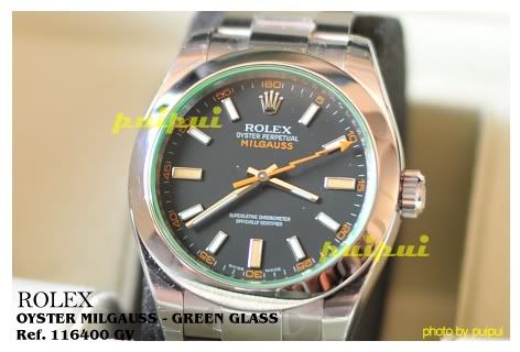 . ROLEX MILGAUSS   11640 GV. Green Glass .