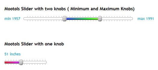 Mootools Two Knobs Slider With Range Indicator - Free