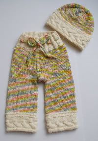 Newborn Cabled Longies & Hat Set on 3ply Purewool