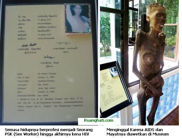 Salah satu saksi bisa akhir hidup dari seorang penderita HIV yang diabadikan di Museum HIV-AIDS di Thailand