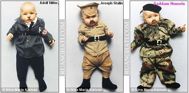 Beginilah kira kira bila para diktator ketika kecil Hitler, Stalin  dan Saddam