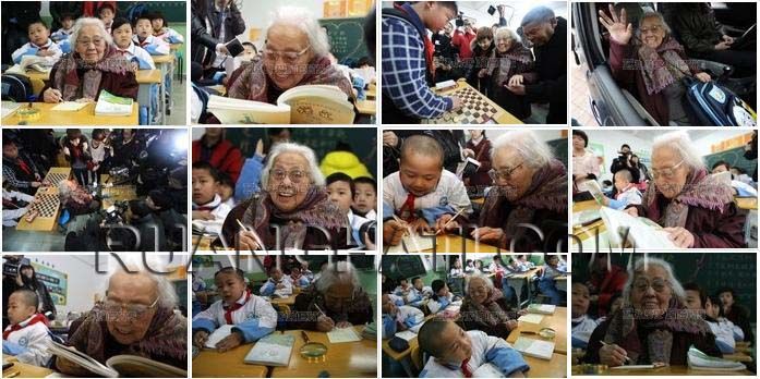 Suasana belajar para siswa bersama nenek Ma yang sudah sangat renta namun bersemangat tinggi