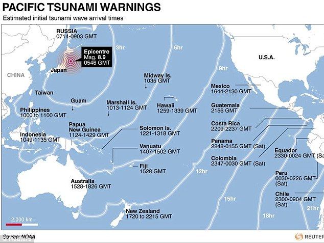 Tsunami Japan to Hawaii
