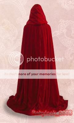 Red Velvet Cape Hooded Cloak Shawl Wedding Wicca LARP  