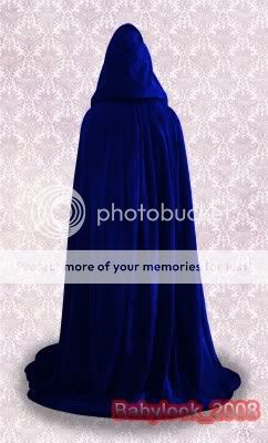 Blue Velvet Cloak with Hood Wedding Shawl Sca AU# 002  