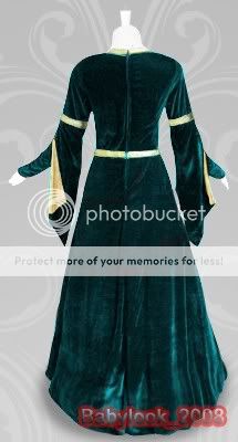 Medieval Green Velvet Wedding Gown Dance Dress Costume  